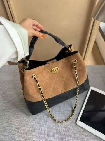 Túi Xách Chanel Shopping Bag Bản Hàn Size 35cm Màu Nâu - Đen