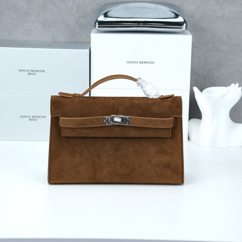 Túi Xách Hermes Kelly Pochette Bản Hàn Size 22 Da Lộn