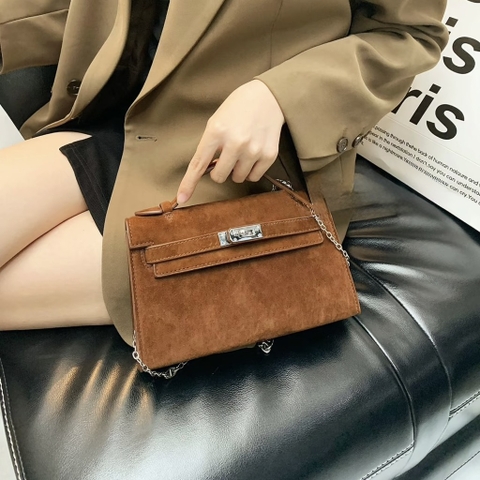 Túi Xách Hermes Kelly Pochette Bản Hàn Size 22 Da Lộn