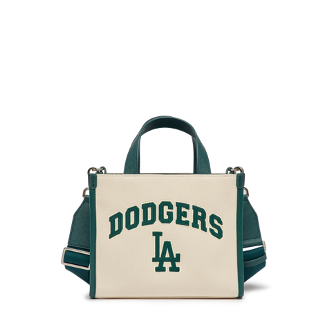 Túi Xách MLB Canvas Varsity Logo LA 3AORS083N-07CRD Trắng Viền Xanh