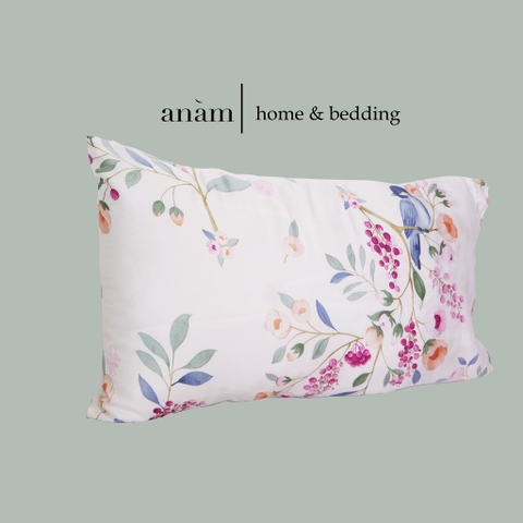 Vỏ gối lụa tencel cao cấp họa tiết hoa lá vintage anam home and bedding