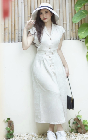 Đầm Akiko đính nút gỗ