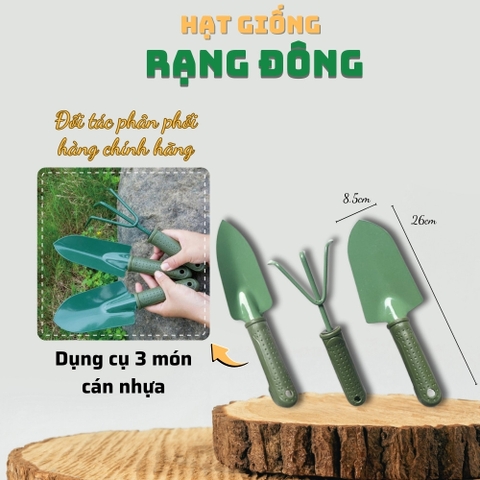 Bộ Dụng Cụ Làm Vườn 3 Món Cán Nhựa Siêu Bền, Chắc, Thép Không Gỉ