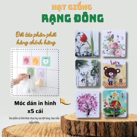 Móc dán tường in hình - 5 cái