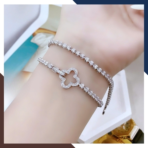 Lắc Tay Cỏ 4 Lá Vàng Trắng 10k Màu Đen, Đỏ, Trắng, Xanh Cho Nữ May Mắn Mã LTVN97