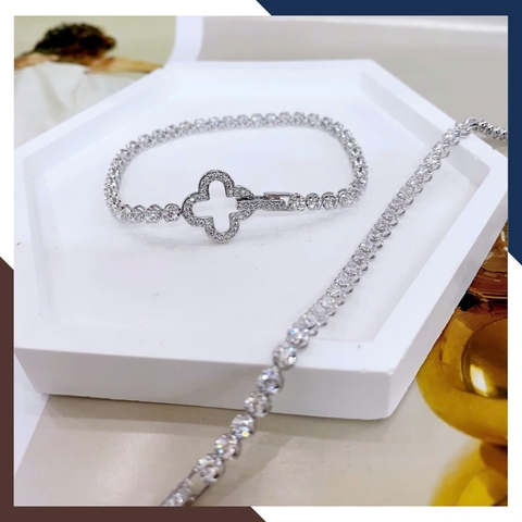 Lắc Tay Cỏ 4 Lá Vàng Trắng 10k Màu Đen, Đỏ, Trắng, Xanh Cho Nữ May Mắn Mã LTVN97