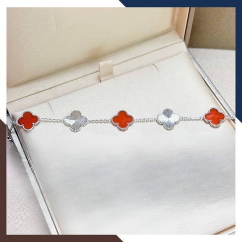 Lắc Tay Cỏ 4 Lá Vàng Trắng 10k Màu Đen, Đỏ, Trắng, Xanh Cho Nữ May Mắn Mã LTVN97