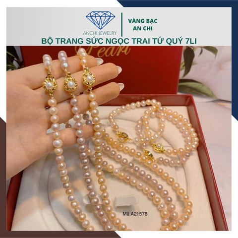 Vòng ngọc trai tứ quý mặc áo dài đẹp mã BTSNT15