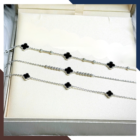 Lắc Tay Cỏ 4 Lá Vàng Trắng 10k Màu Đen, Đỏ, Trắng, Xanh Cho Nữ May Mắn Mã LTVN97