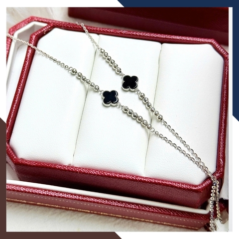 Lắc Tay Cỏ 4 Lá Vàng Trắng 10k Màu Đen, Đỏ, Trắng, Xanh Cho Nữ May Mắn Mã LTVN97