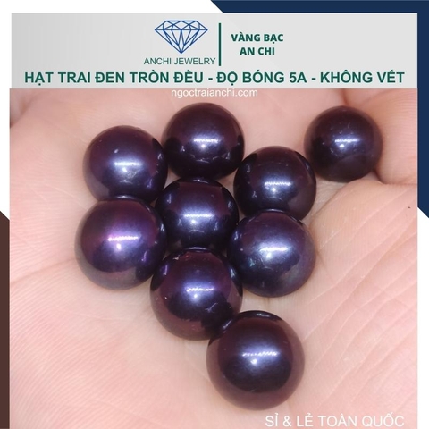 Viên ngọc trai nước ngọt tự nhiên 11mm - 12mm màu đen. Bán sỉ toàn quốc