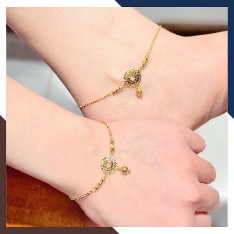 Lắc Tay/Lắc Chân Vàng Nữ 10K Mix Charm Kim Tiền May Mắn & Tài Lộc BTSV22