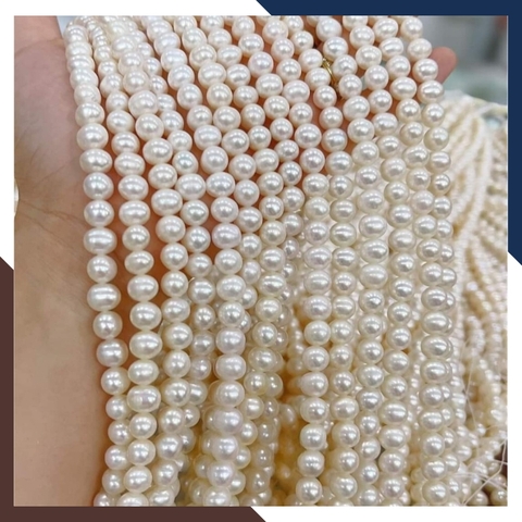 Bán sỉ chuỗi ngọc trai nguyên liệu size 7-8mm cao cấp màu trắng hồng tím làm vòng cổ vòng tay mã AC280