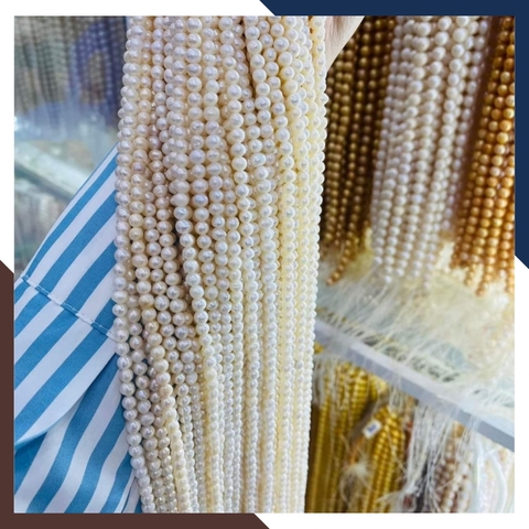 Bán sỉ chuỗi ngọc trai nguyên liệu size 7-8mm cao cấp màu trắng hồng tím làm vòng cổ vòng tay mã AC280