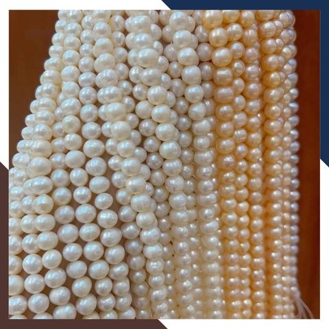 Bán sỉ chuỗi ngọc trai nguyên liệu size 7-8mm cao cấp màu trắng hồng tím làm vòng cổ vòng tay mã AC280