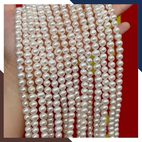 Bán sỉ chuỗi ngọc trai nguyên liệu size 7-8mm cao cấp màu trắng hồng tím làm vòng cổ vòng tay mã AC280