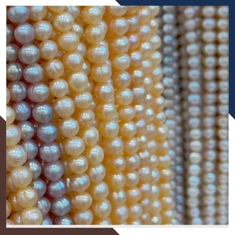 Bán sỉ chuỗi ngọc trai nguyên liệu size 7-8mm màu trắng hồng tím làm vòng cổ vòng tay mã AC200