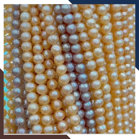 Bán sỉ chuỗi ngọc trai nguyên liệu size 7-8mm màu trắng hồng tím làm vòng cổ vòng tay mã AC200