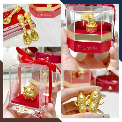 Bình Sữa Vàng 9999 QTV06 - Quà Tặng Thôi Nôi/ Đầy Tháng/ Sinh Nhật Cho Bé