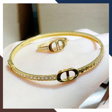 Bộ trang sức Dior vàng tây 10k gồm vòng tay, nhẫn và bông tai mã TL1764127