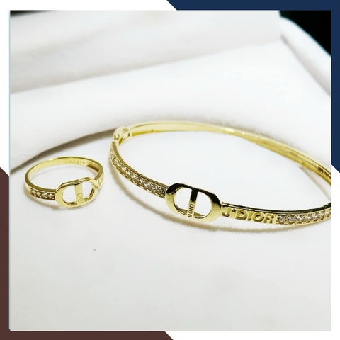 Bộ trang sức Dior vàng tây 10k gồm vòng tay, nhẫn và bông tai mã TL1764127