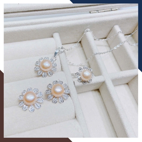 Bộ Trang Sức Ngọc Trai Bạc 925 Hình Hoa Cho Nữ BTSNT146 – Đẹp Mọi Góc Nhìn