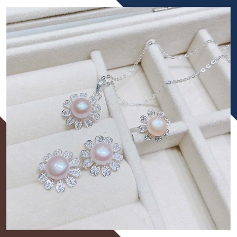 Bộ Trang Sức Ngọc Trai Bạc 925 Hình Hoa Cho Nữ BTSNT146 – Đẹp Mọi Góc Nhìn