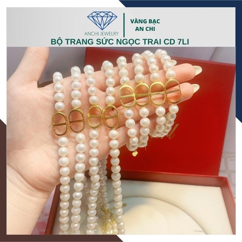 Bộ trang sức ngọc trai CD Dior bằng bạc 925 mạ vàng mặc áo dài đẹp cho nữ mã 78B1350