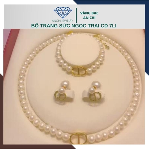 Bộ trang sức ngọc trai CD Dior bằng bạc 925 mạ vàng mặc áo dài đẹp cho nữ mã 78B1350