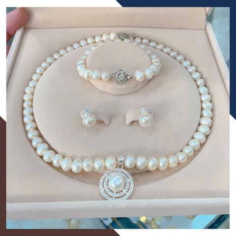 Bộ Trang Sức Ngọc Trai Cho Mẹ, Phụ Nữ Trung Niên Sang Trọng Mã BTSNT112