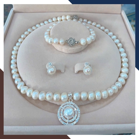 Bộ Trang Sức Ngọc Trai Cho Mẹ, Phụ Nữ Trung Niên Sang Trọng Mã BTSNT112