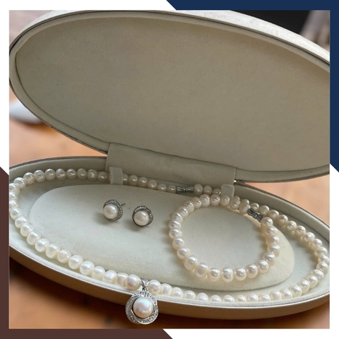 Bộ Trang Sức Ngọc Trai Cho Mẹ Sang Trọng BTSNT98 | Ngọc Trai Thật