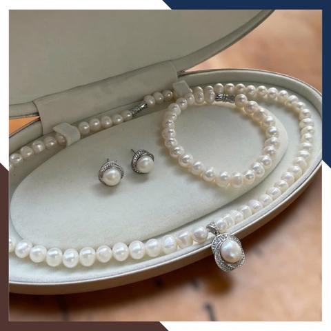 Bộ Trang Sức Ngọc Trai Cho Mẹ Sang Trọng BTSNT98 | Ngọc Trai Thật