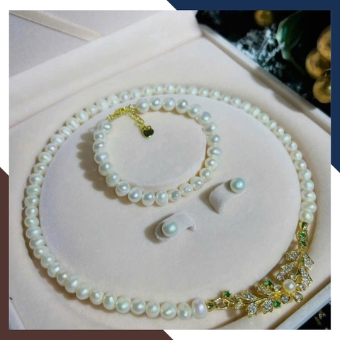 Bộ Trang Sức Ngọc Trai Cô Dâu Mã BTSNT115  – Điểm Nhấn Hoàn Hảo Cho Váy Cưới