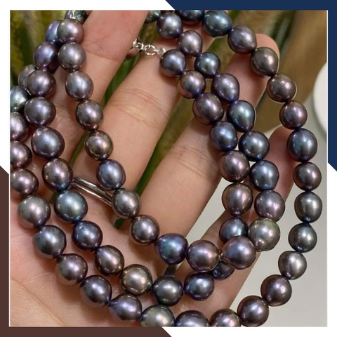 Bộ Trang Sức Ngọc Trai Đen Cao Cấp Phối Bạc Xi Bạch Kim BTSNT89 | Ngọc Trai Thật