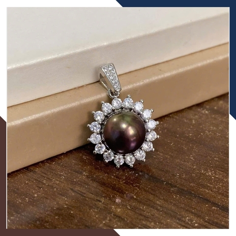 Bộ Trang Sức Ngọc Trai Đen Cao Cấp Phối Bạc Xi Bạch Kim BTSNT89 | Ngọc Trai Thật