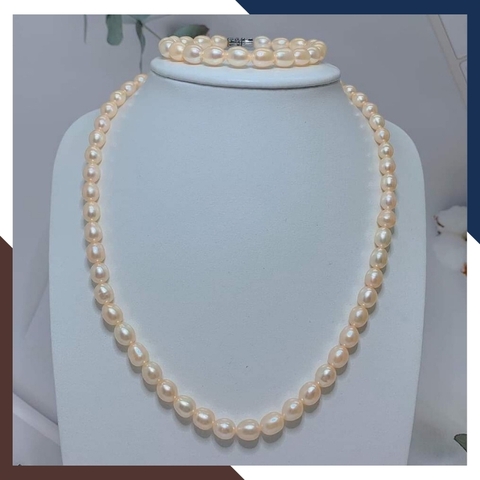 Bộ vòng ngọc trai gạo màu hồng tím mã BTSNT03