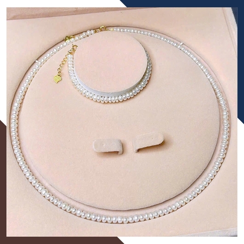 Bộ Trang Sức Ngọc Trai Hạt Nhỏ BTSNT122 – Duyên Dáng & Thanh Lịch Đến Từng Chi Tiết