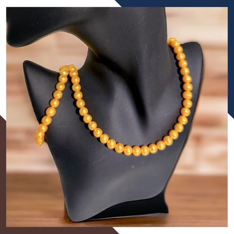 Bộ trang sức ngọc trai màu vàng kim cao cấp, mẫu vòng ngọc trai mặc áo dài đẹp cho nữ mã 89AC885