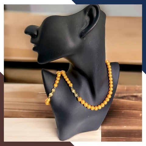 Bộ trang sức ngọc trai màu vàng kim cao cấp, mẫu vòng ngọc trai mặc áo dài đẹp cho nữ mã 89AC885