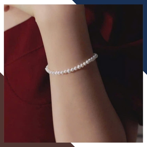 Bộ trang sức ngọc trai nhí gồm vòng cổ choker và vòng tay cho nữ đẹp mã CH250K30