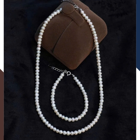 Bộ trang sức ngọc trai nhí gồm vòng cổ choker và vòng tay cho nữ đẹp mã CH250K30