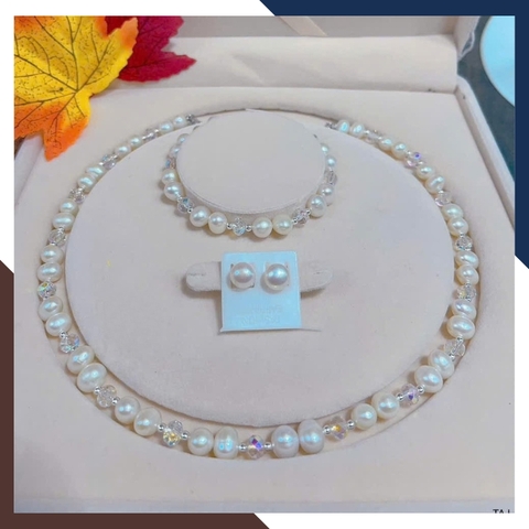 Bộ Trang Sức Ngọc Trai Pha Lê BTSNT117 – Đẹp Mê Hoặc Tôn Nét Kiêu Sa