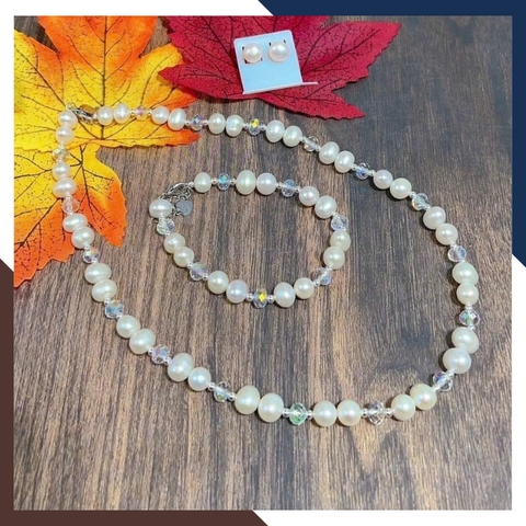 Bộ Trang Sức Ngọc Trai Pha Lê BTSNT117 – Đẹp Mê Hoặc Tôn Nét Kiêu Sa