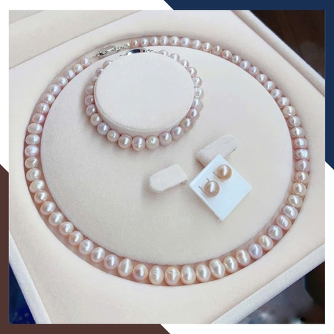 Bộ trang sức ngọc trai thật 7–8mm BTSNT210 – Nhiều màu lựa chọn theo phong cách