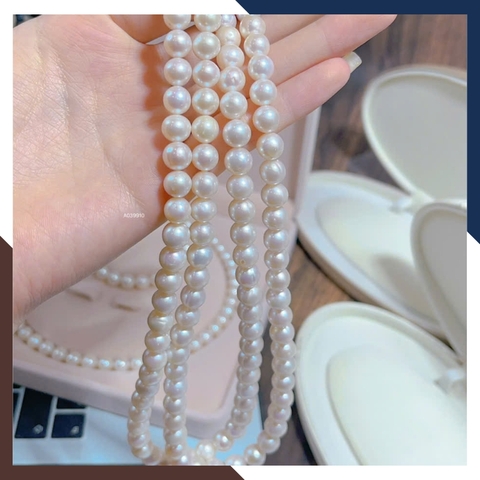 Bộ Trang Sức Ngọc Trai Thật Cao Cấp Hạt To 9–10mm Kiểu Trơn Đơn Giản BTSNT225