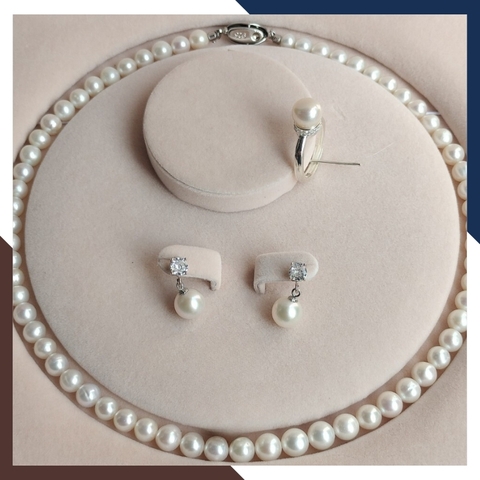 Bộ trang sức ngọc trai thật nuôi nước ngọt tự nhiên mã BTSNT22