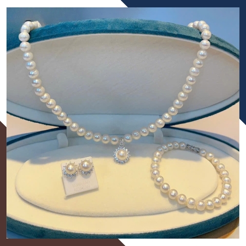 Bộ Trang Sức Ngọc Trai Thật Mix Mặt Hoa Bạc 925 BTSNT189 – Thanh Lịch, Sang Trọng & Tinh Tế