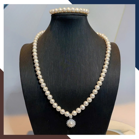 Bộ Trang Sức Ngọc Trai Thật Mix Mặt Hoa Bạc 925 BTSNT189 – Thanh Lịch, Sang Trọng & Tinh Tế