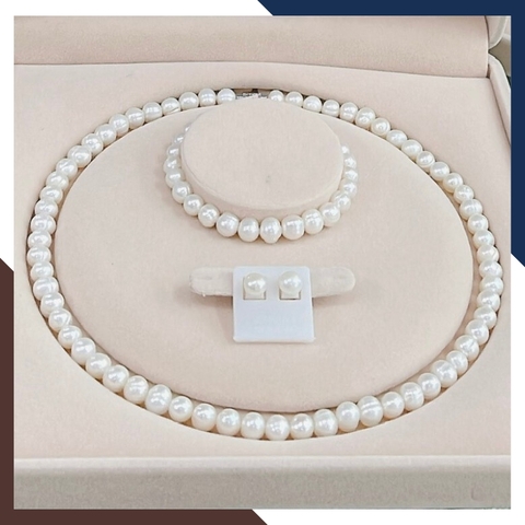 Bộ trang sức ngọc trai thật nuôi nước ngọt tự nhiên mã BTSNT06
